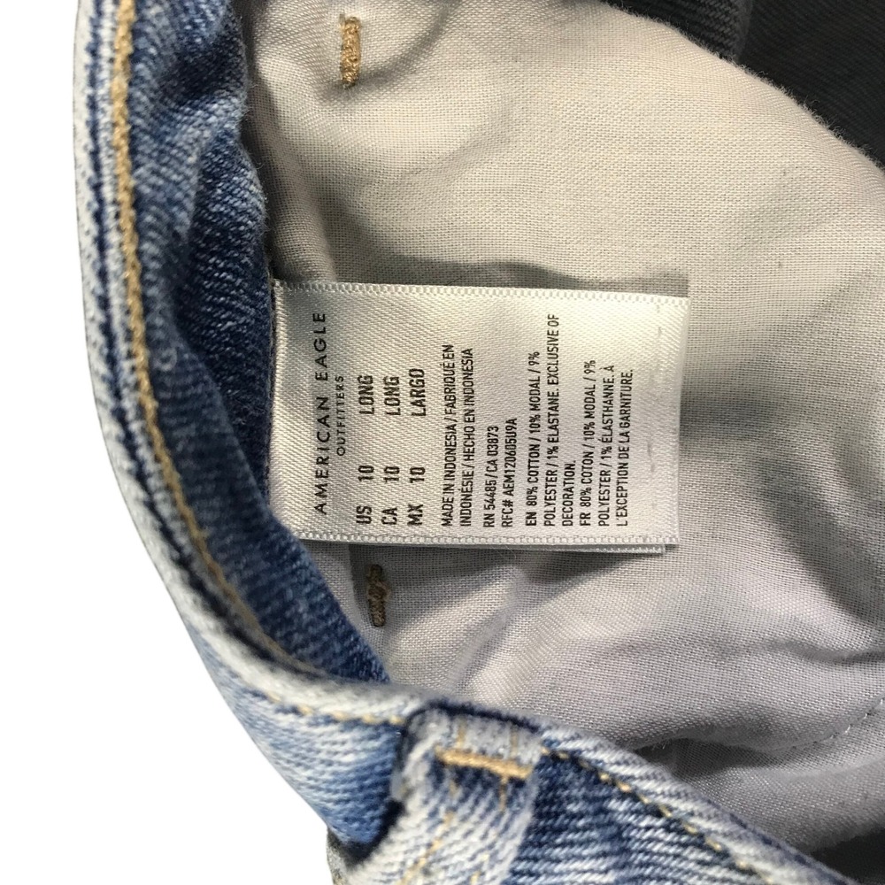 American Eagle Womens Light Wash High Waisted Mom Jeans Stretch Denim Size 10 - Picture 9 of 9